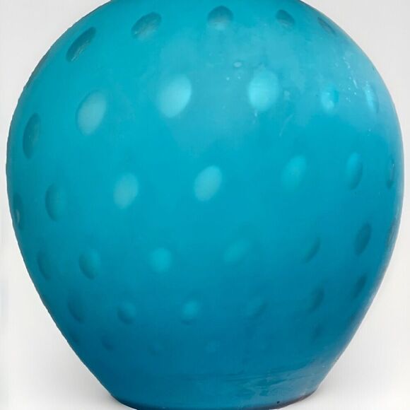 Vintage Victorian Satin Blue Case Glass Dot Pattern Vase Teardrop Home Decor Art - Picture 12 of 16